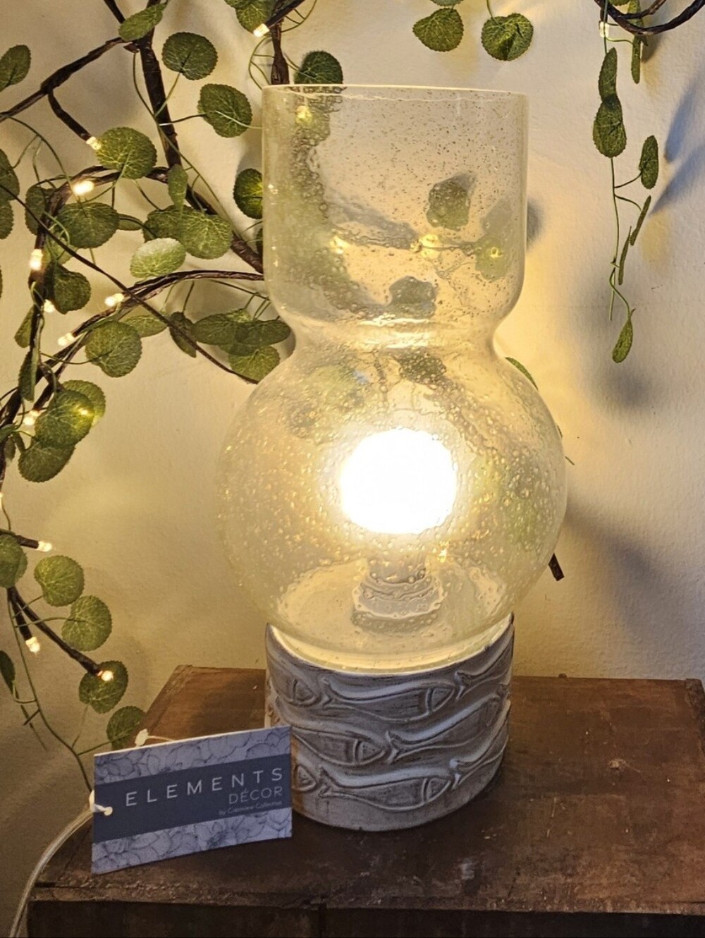 Elements Decor by Crestview Collections nwt Electric hurricane glass lamp with